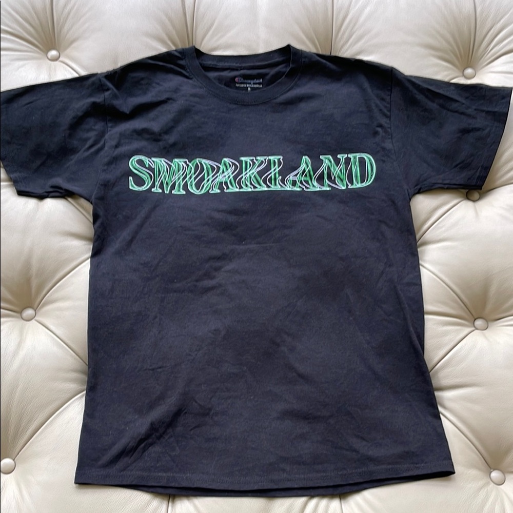 Men’s Champion Black T-Shirt with Green Graphic Size M